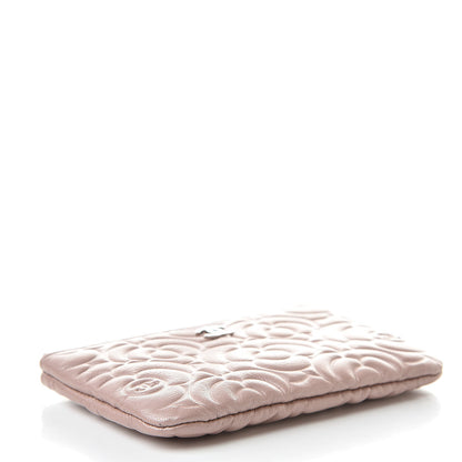 Chanel Goatskin Camellia Embossed Cosmetic Pouch Light Pink 4 of 8