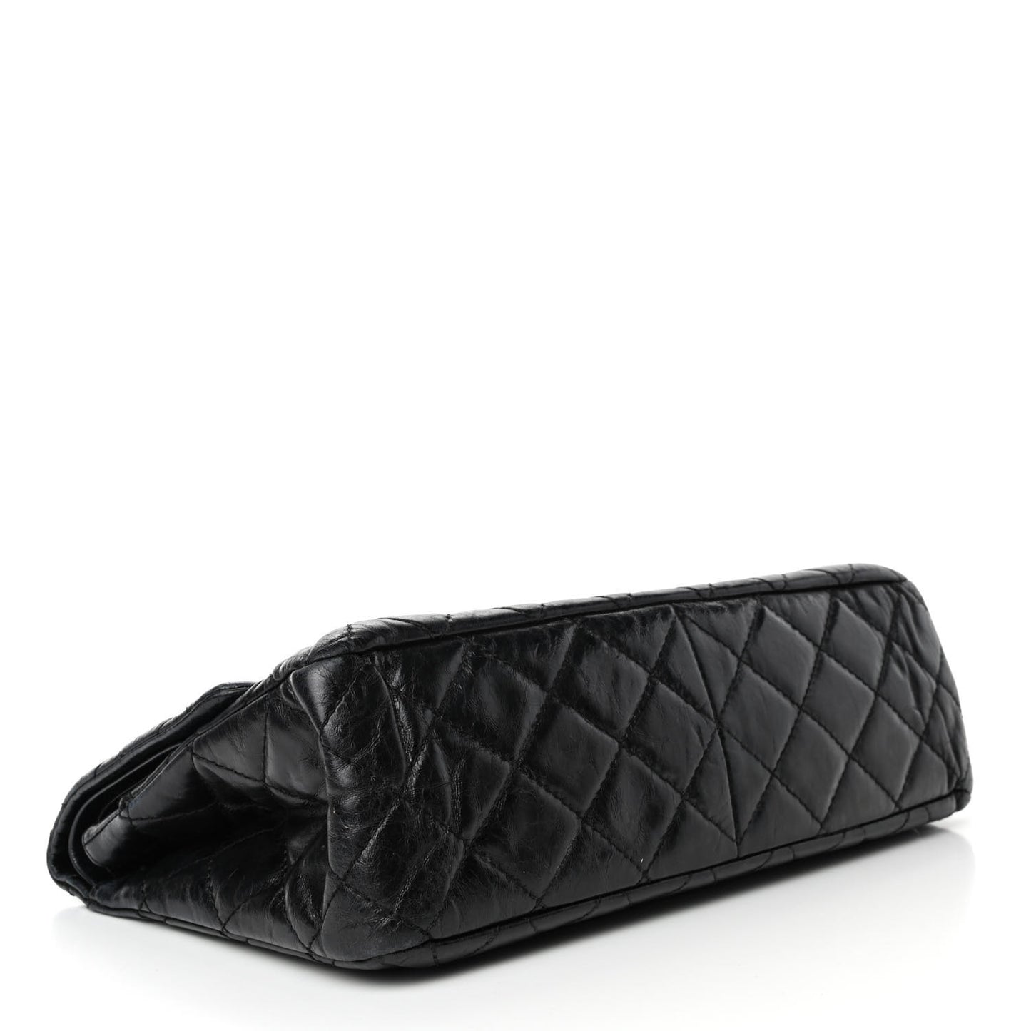 Glazed Aged Calfskin Quilted 2.55 Reissue 227 Flap Black