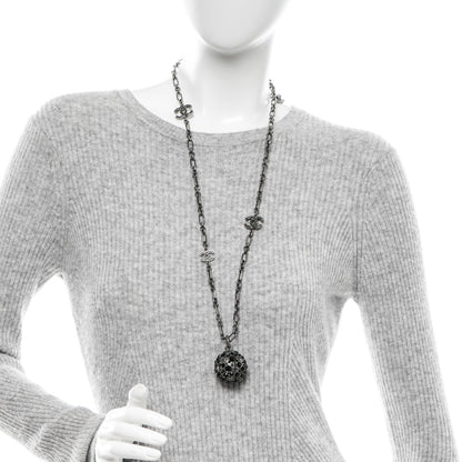 Chanel Ruthenium Crystal Ball CC Necklace Black 2 of 6