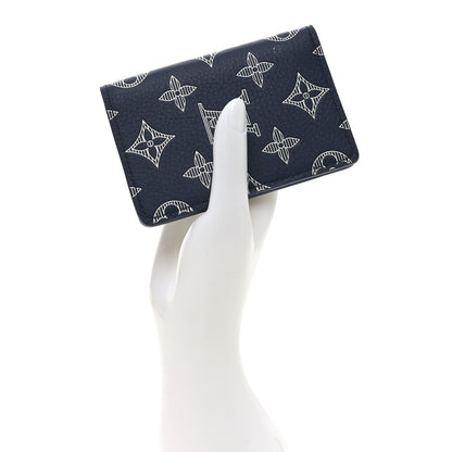 Louis Vuitton Calfskin Monogram Shadow Pocket Organizer Navy Blue White 2 of 6