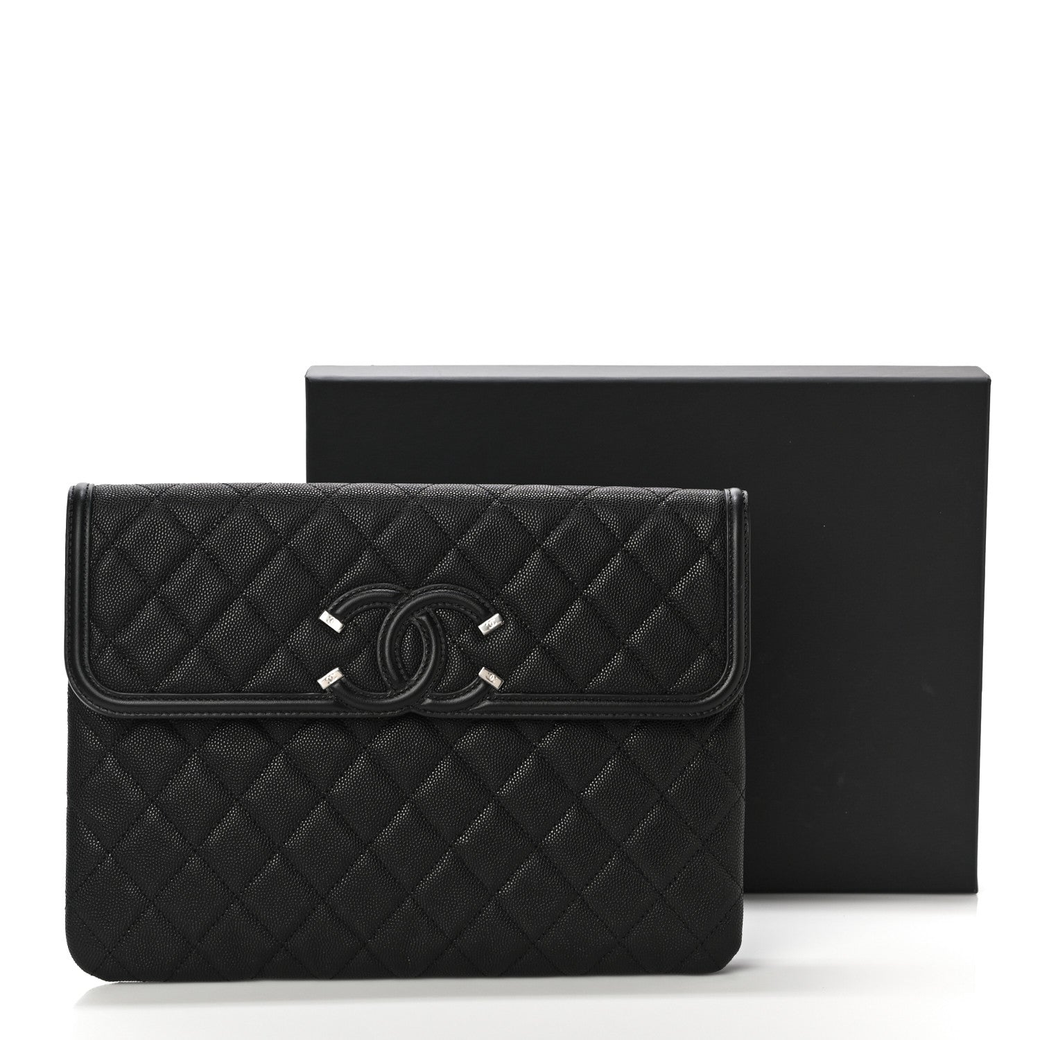 Chanel Caviar Quilted Filigree Flap Pouch Black 11 of 11