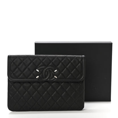 Chanel Caviar Quilted Filigree Flap Pouch Black 11 of 11