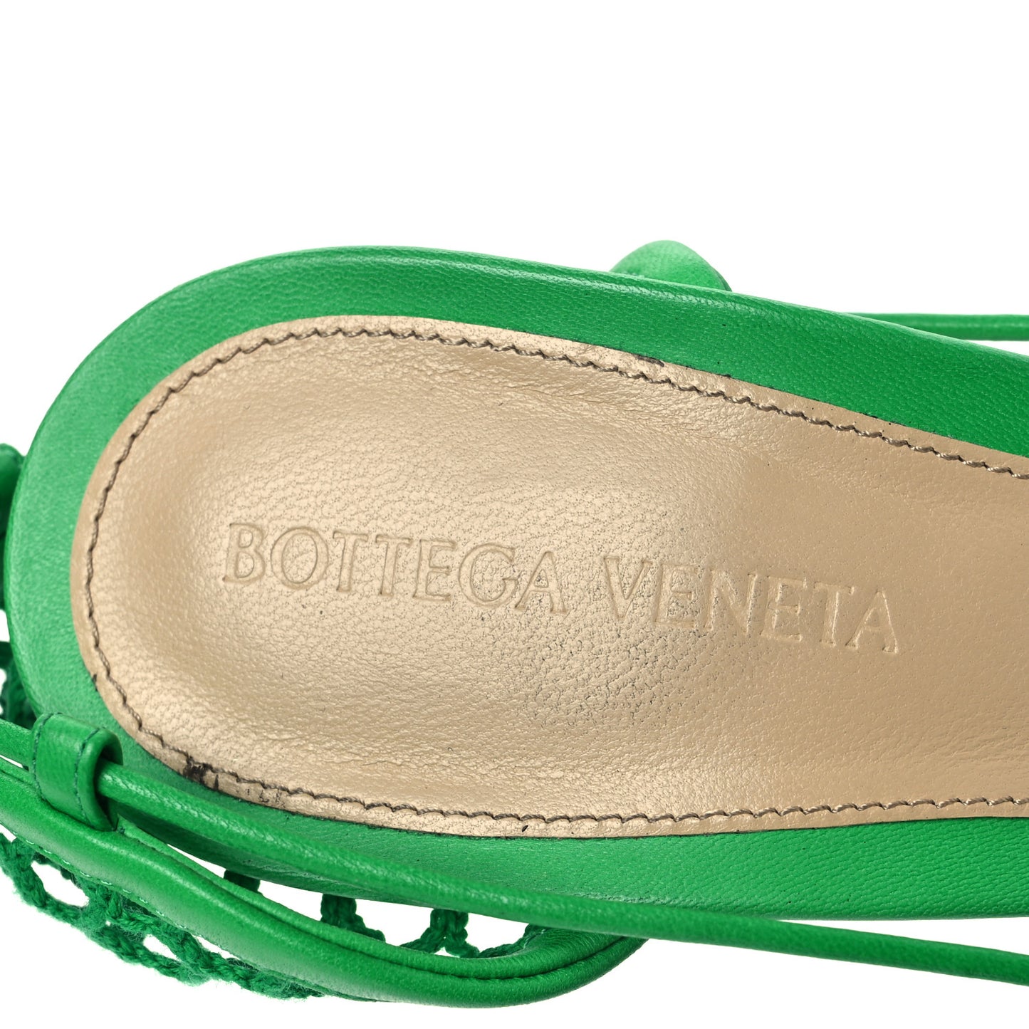 Mesh Nappa Stretch Ankle Tie 90mm Sandals 39.5 Grass