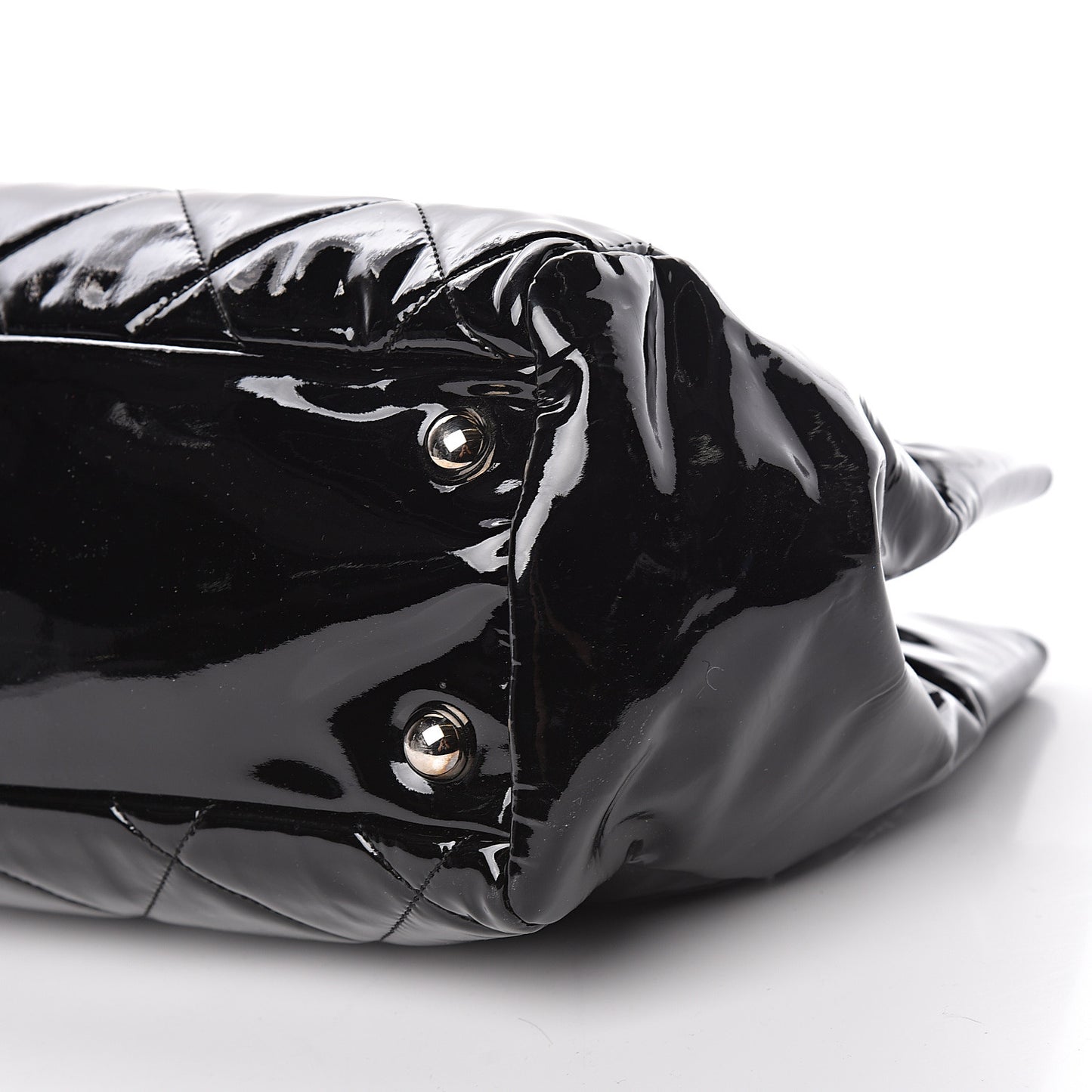 Patent Quilted Medium Cells Tote Black