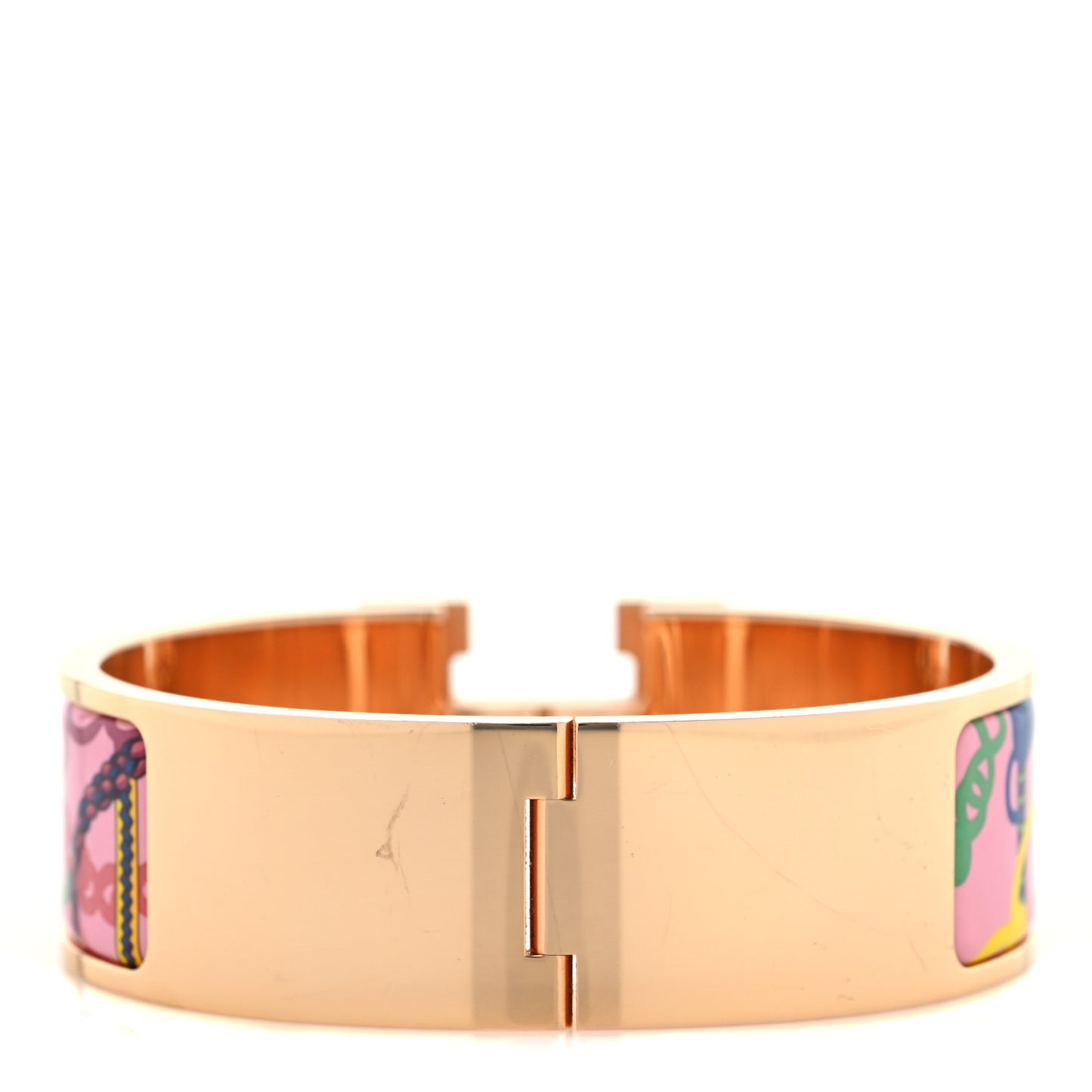 Enamel Printed Panoplie Equestre Clic H Bracelet GM Pink Delirium