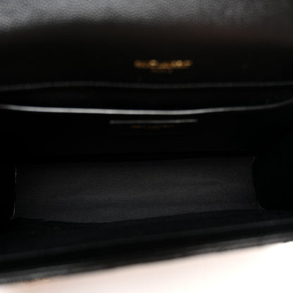 Saint Laurent Grain De Poudre Textured Mixed Matelasse Triquilt Medium Monogram Satchel Black 5 of 9