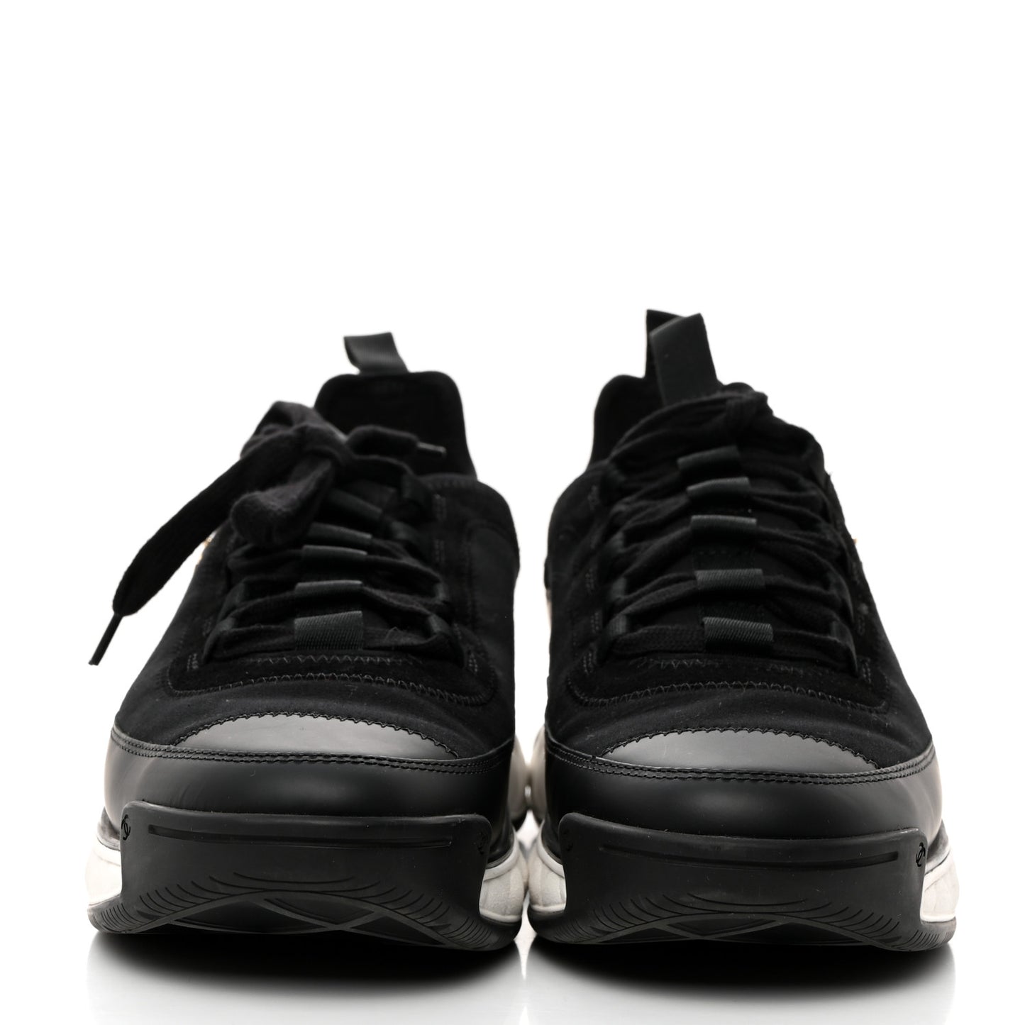 Velvet Calfskin Mixed Fibers CC Sneakers 42 Black