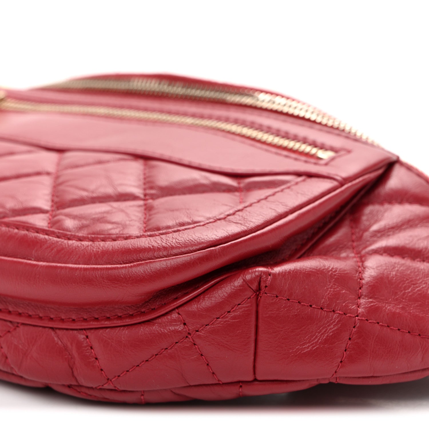 Chanel Aged Calfskin Quilted Waist Bag With Coin Purse  Red 10 of 12