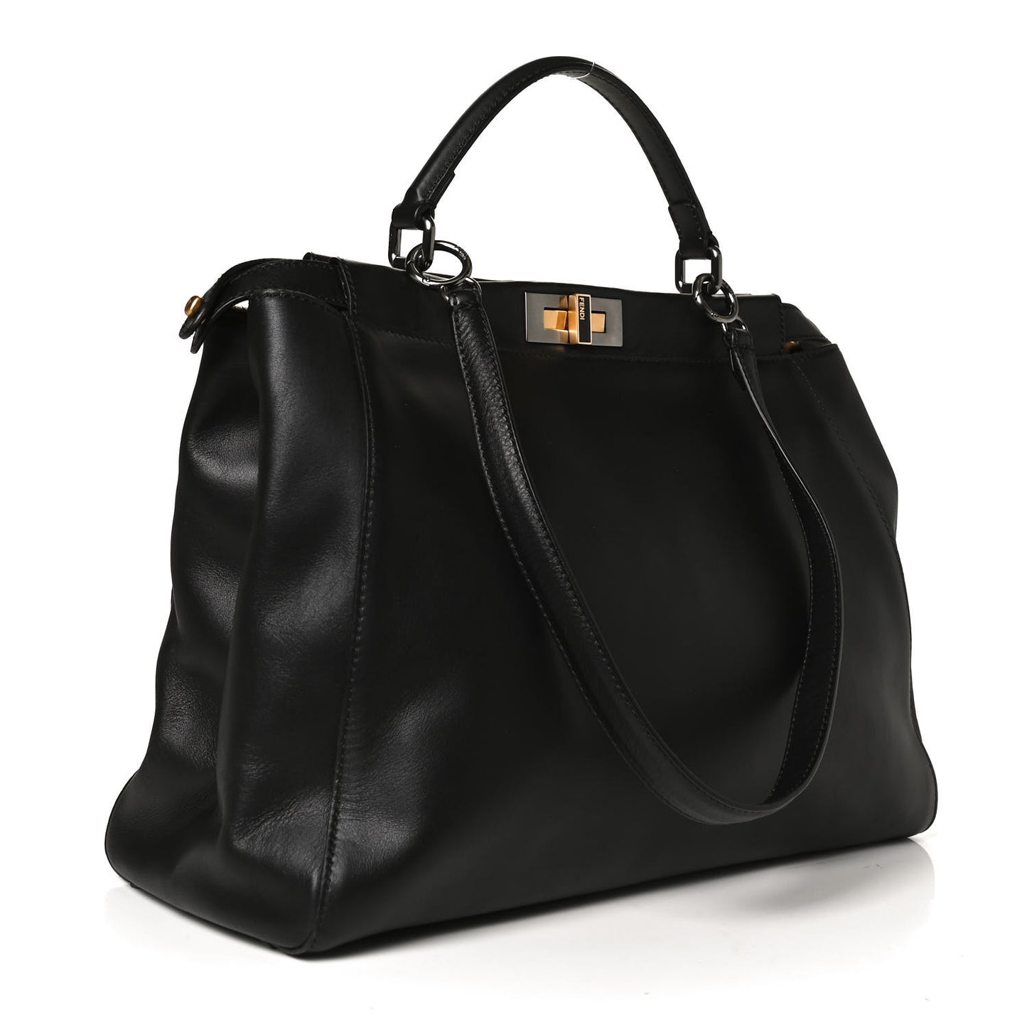 Calfskin Calf Hair Leopard Print Large Peekaboo Iconic Satchel Black