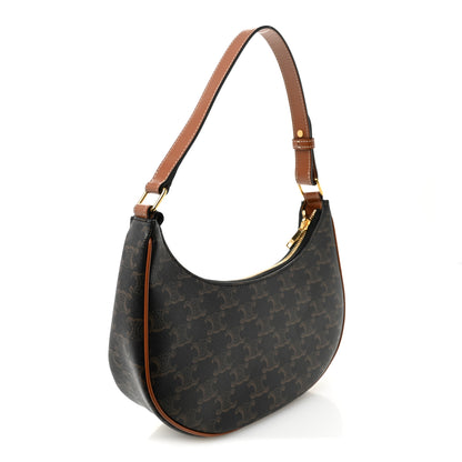 Celine Triomphe Canvas Calfskin Ava Shoulder Bag Tan 3 of 9