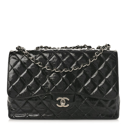 Chanel Distressed Patent Quilted Jumbo Single Flap Black 1 of 13