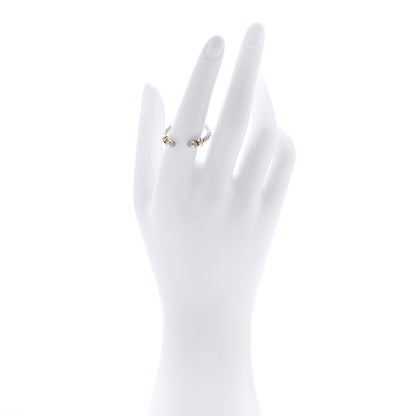 David Yurman Sterling Silver 18K Yellow Gold Diamond Petite Helena Open Ring 56 7.5 2 of 4