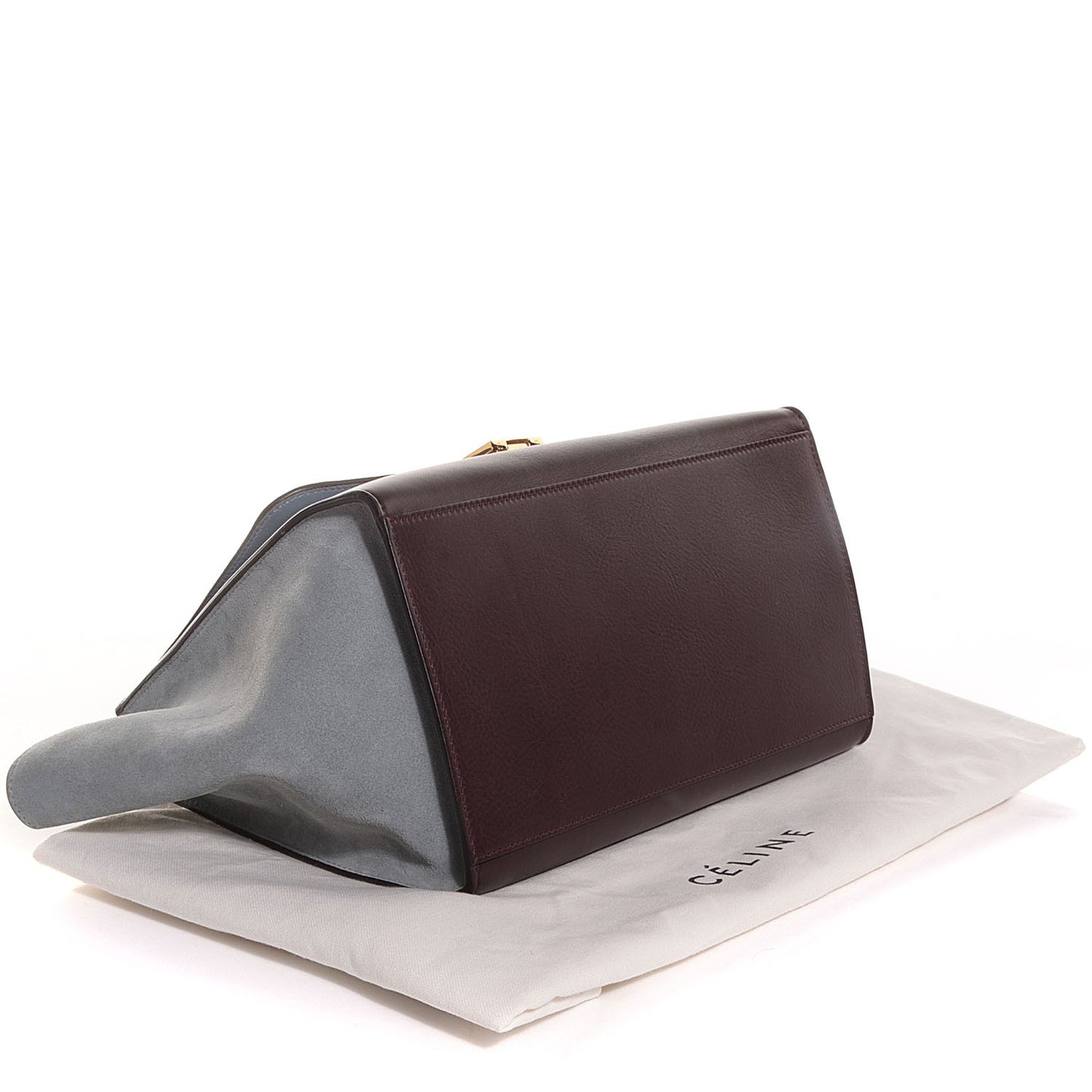 Smooth Calfskin Suede Medium Tri-Color Trapeze Dark Grey