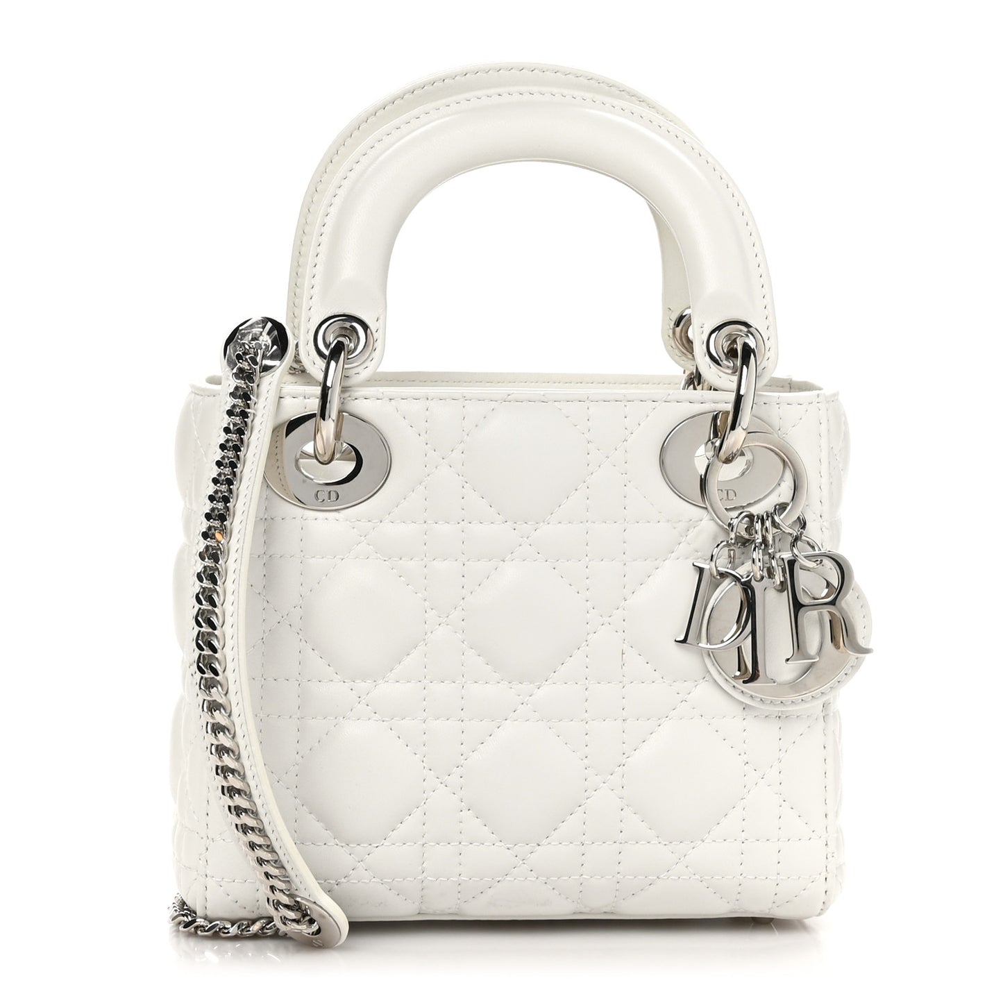 Lambskin Cannage Mini Lady Dior White