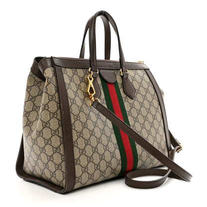 Gucci GG Supreme Monogram Web Medium Ophidia Tote Bag Brown 3 of 12