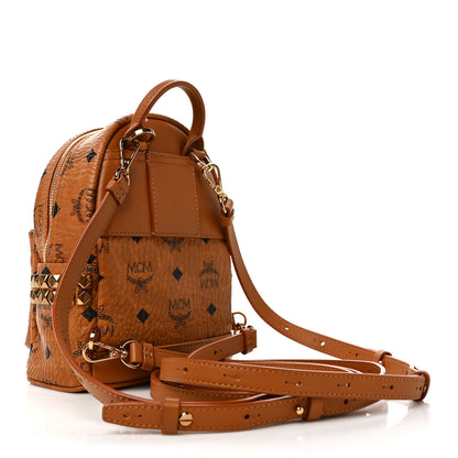 MCM Visetos Side Stud X-Mini Stark Bebe Boo Backpack Cognac 3 of 10