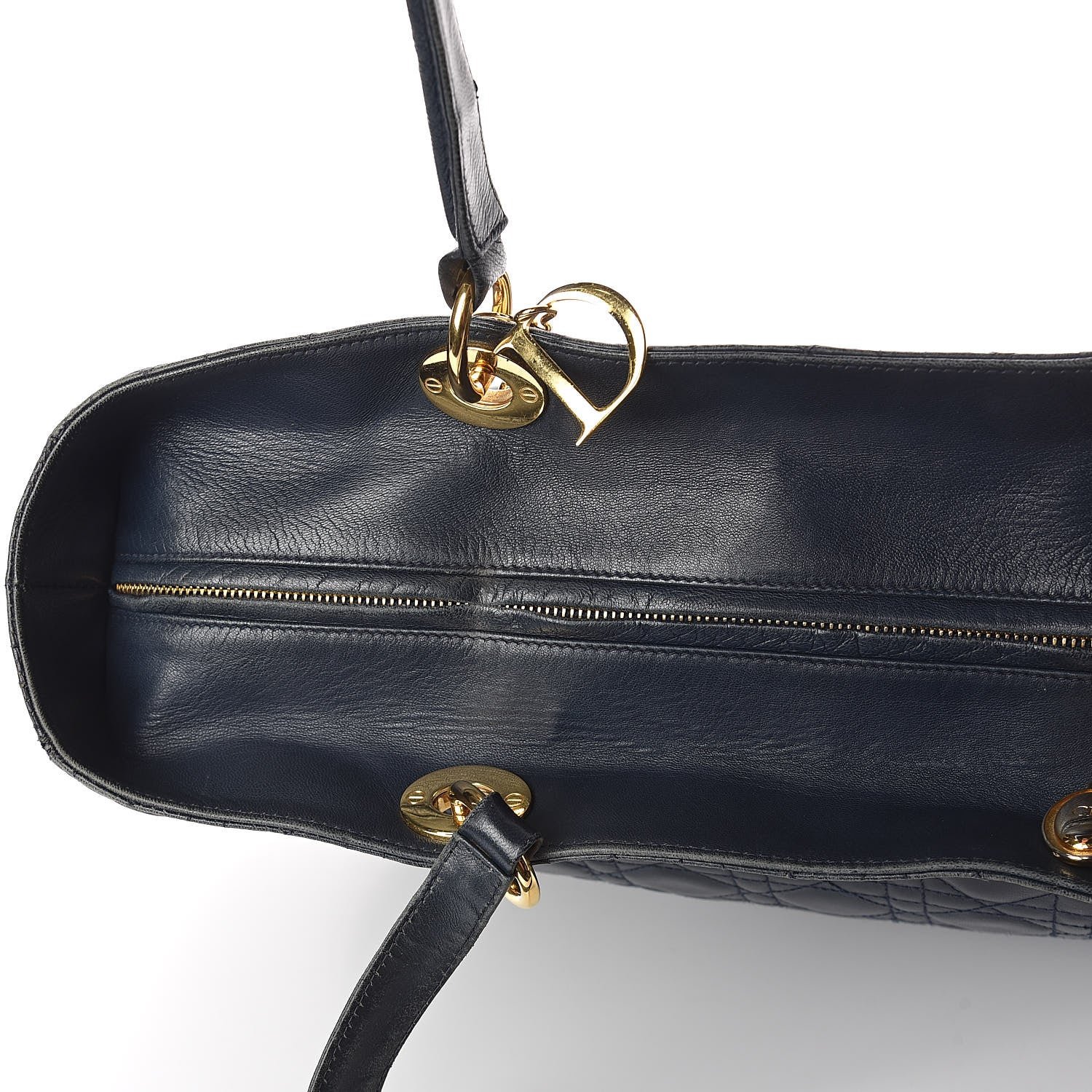 Christian Dior Lambskin Cannage Large Soft Lady Dior Shopping Tote Navy Blue 19 of 19