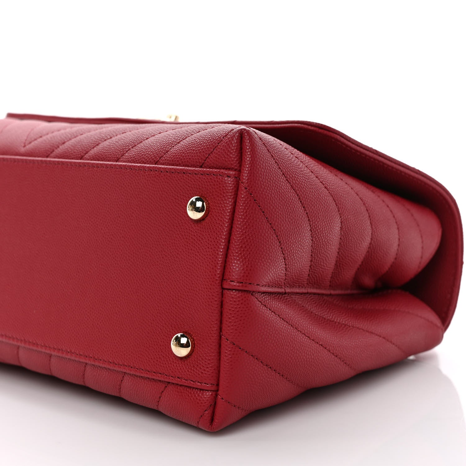 Chanel Caviar Lizard Chevron Quilted Small Coco Handle Flap Red 9 of 9