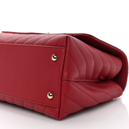 Chanel Caviar Lizard Chevron Quilted Small Coco Handle Flap Red 9 of 9