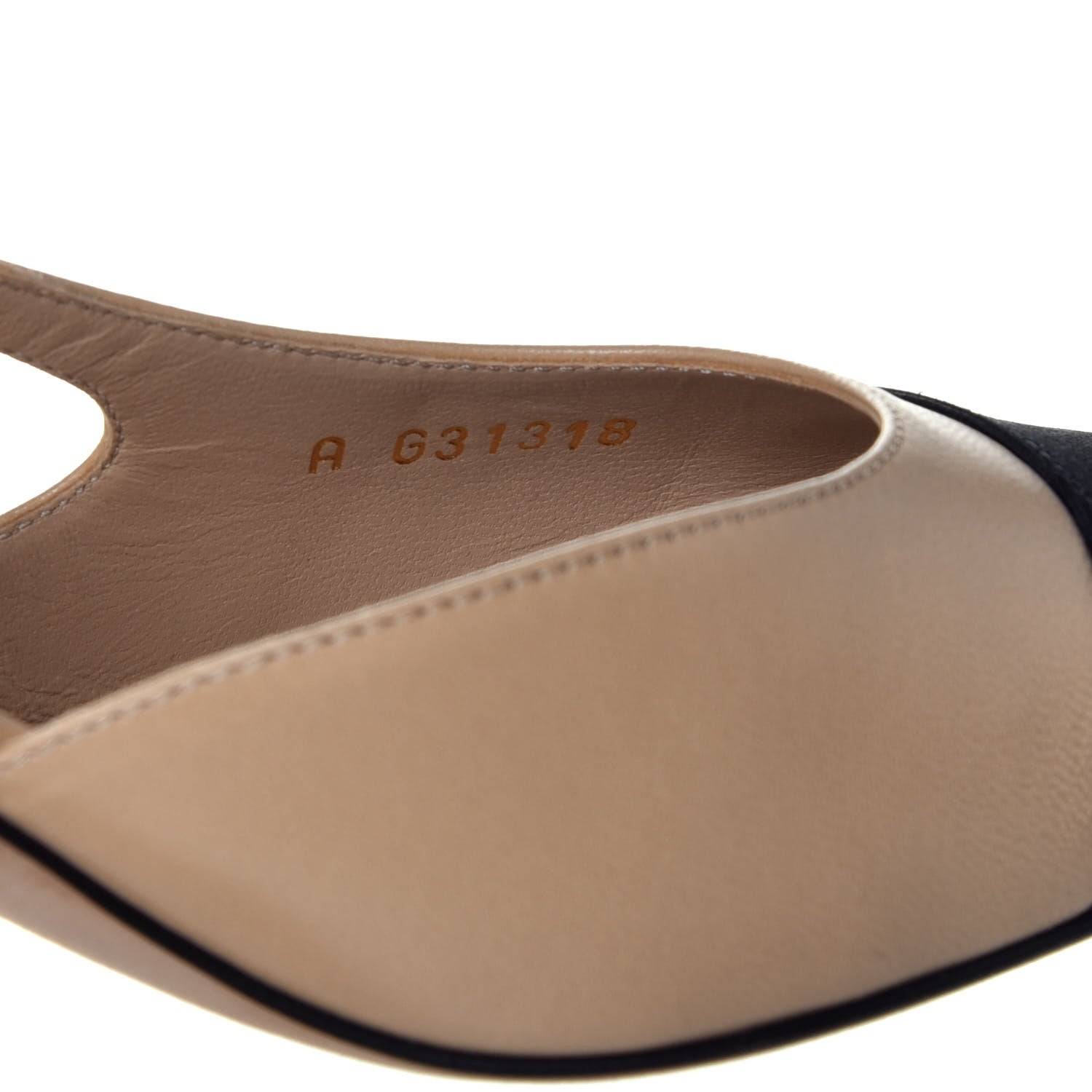 Chanel Goatskin Grosgrain Cap Toe CC Slingback Pumps 35 Beige Black 8 of 9