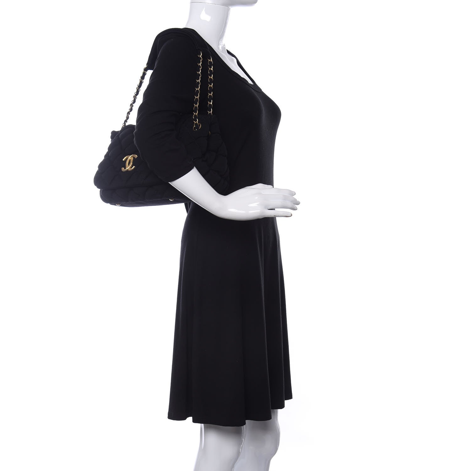 Chanel Jersey Bubble Quilt Flap Black 2 of 10