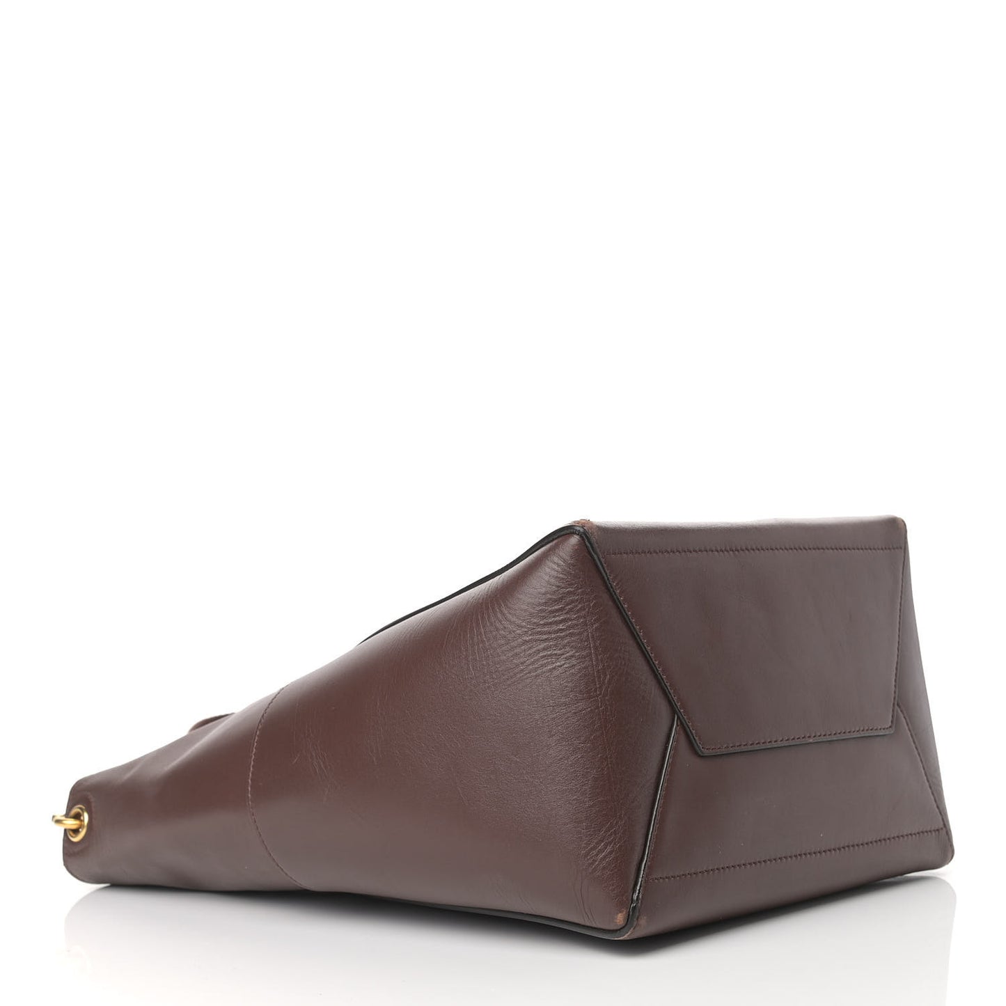 Natural Calfskin Sangle Bucket Bag Dark Brown