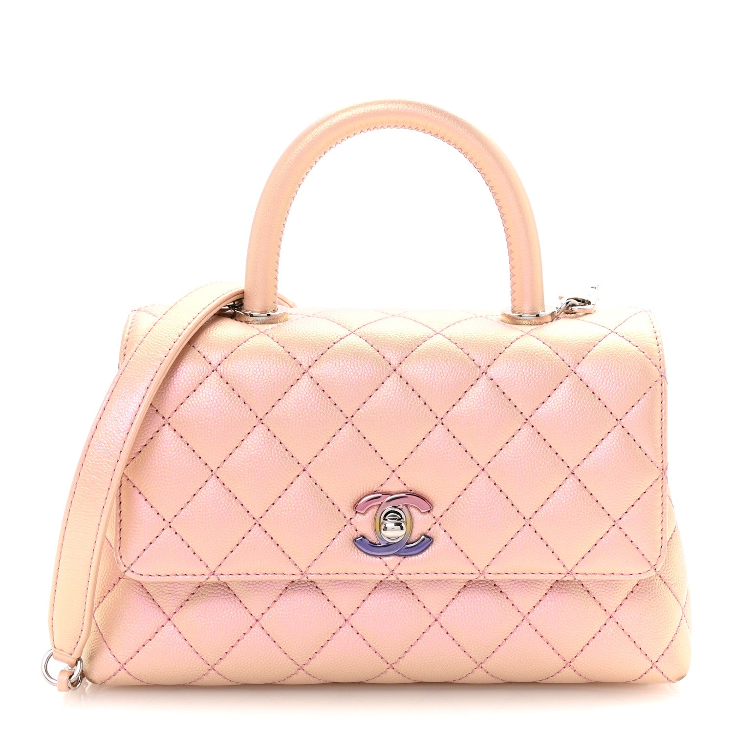 Chanel Iridescent Caviar Quilted Mini Coco Handle Flap Pink 1 of 10
