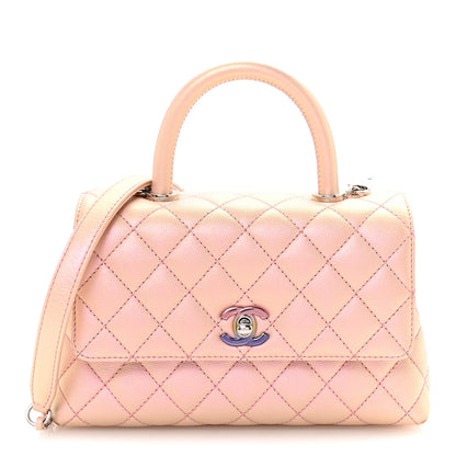 Chanel Iridescent Caviar Quilted Mini Coco Handle Flap Pink 1 of 10