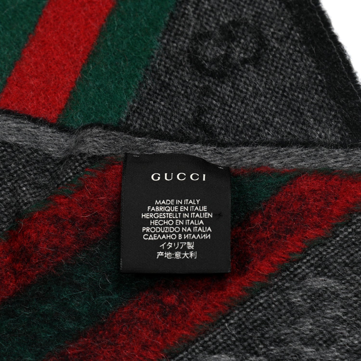 Gucci Wool Angora Monogram Web New Nikky Scarf Lead Dark Green 4 of 4