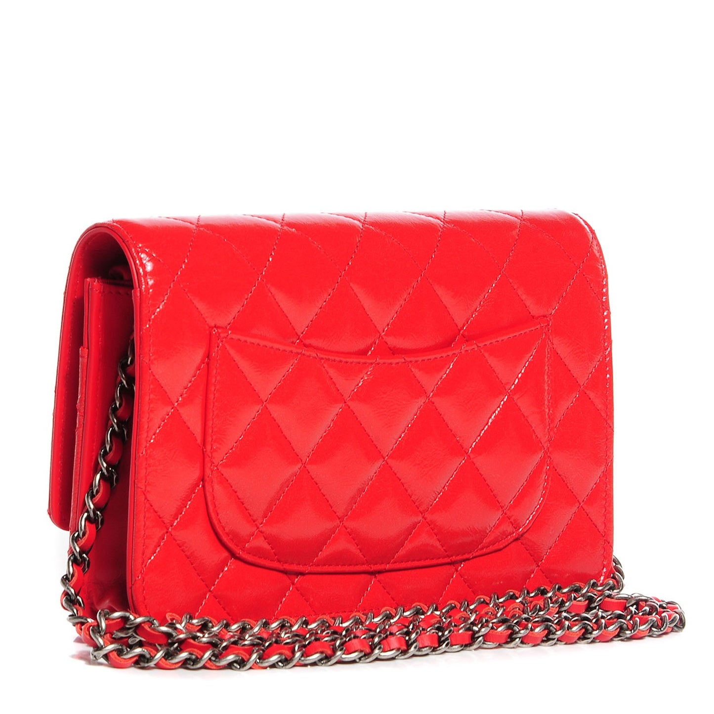 Glazed Calfskin Quilted Reissue Wallet On Chain WOC Red