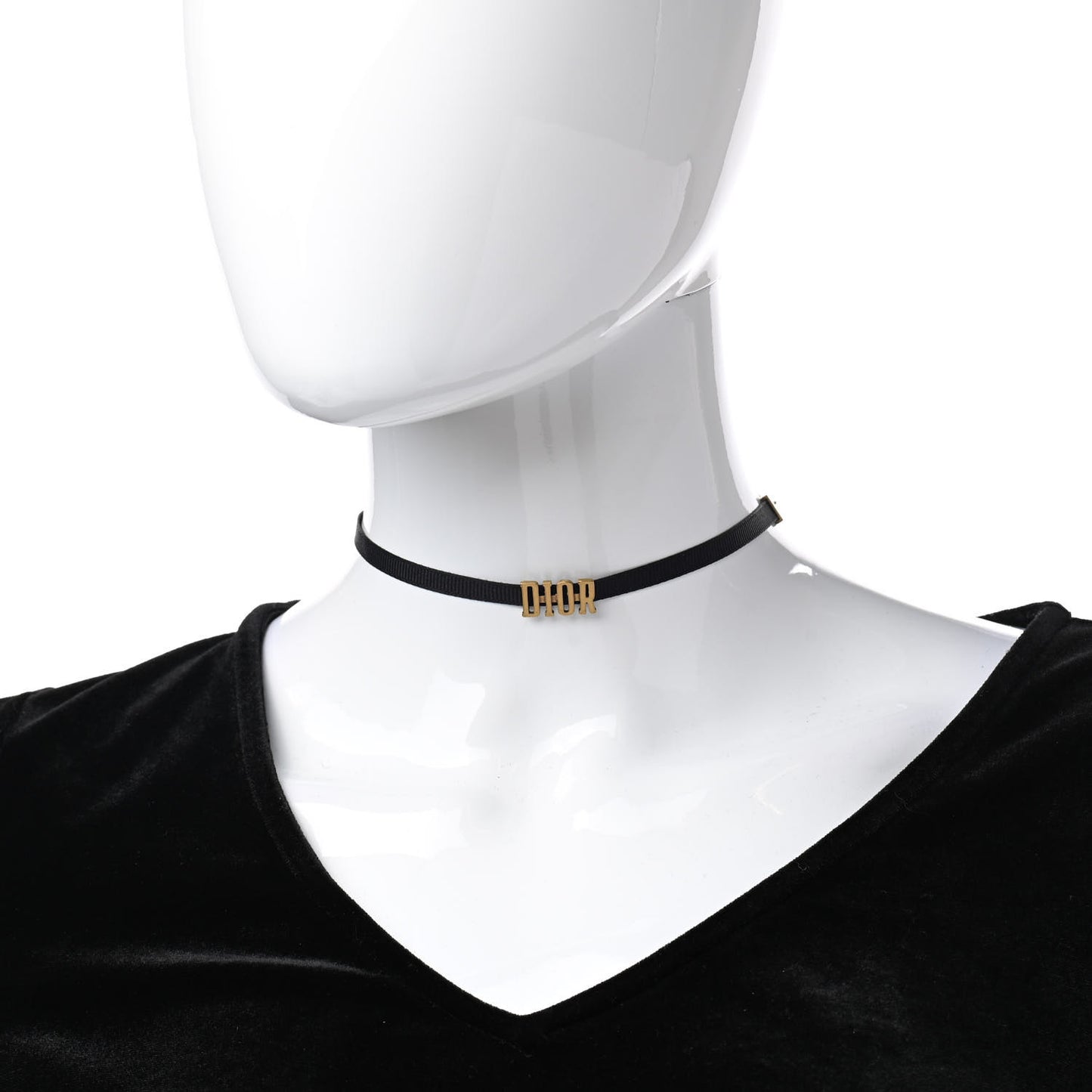 Grosgrain Ribbon J'Adior Logo Choker Necklace Black