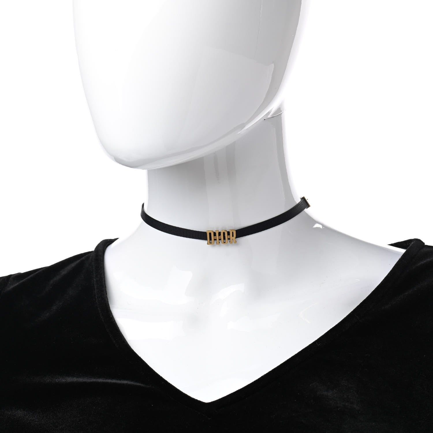 Christian Dior Grosgrain Ribbon J'Adior Logo Choker Necklace Black 2 of 7