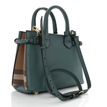 Burberry Grainy Calfskin House Check Small Banner Tote Smokey Green 3 of 10