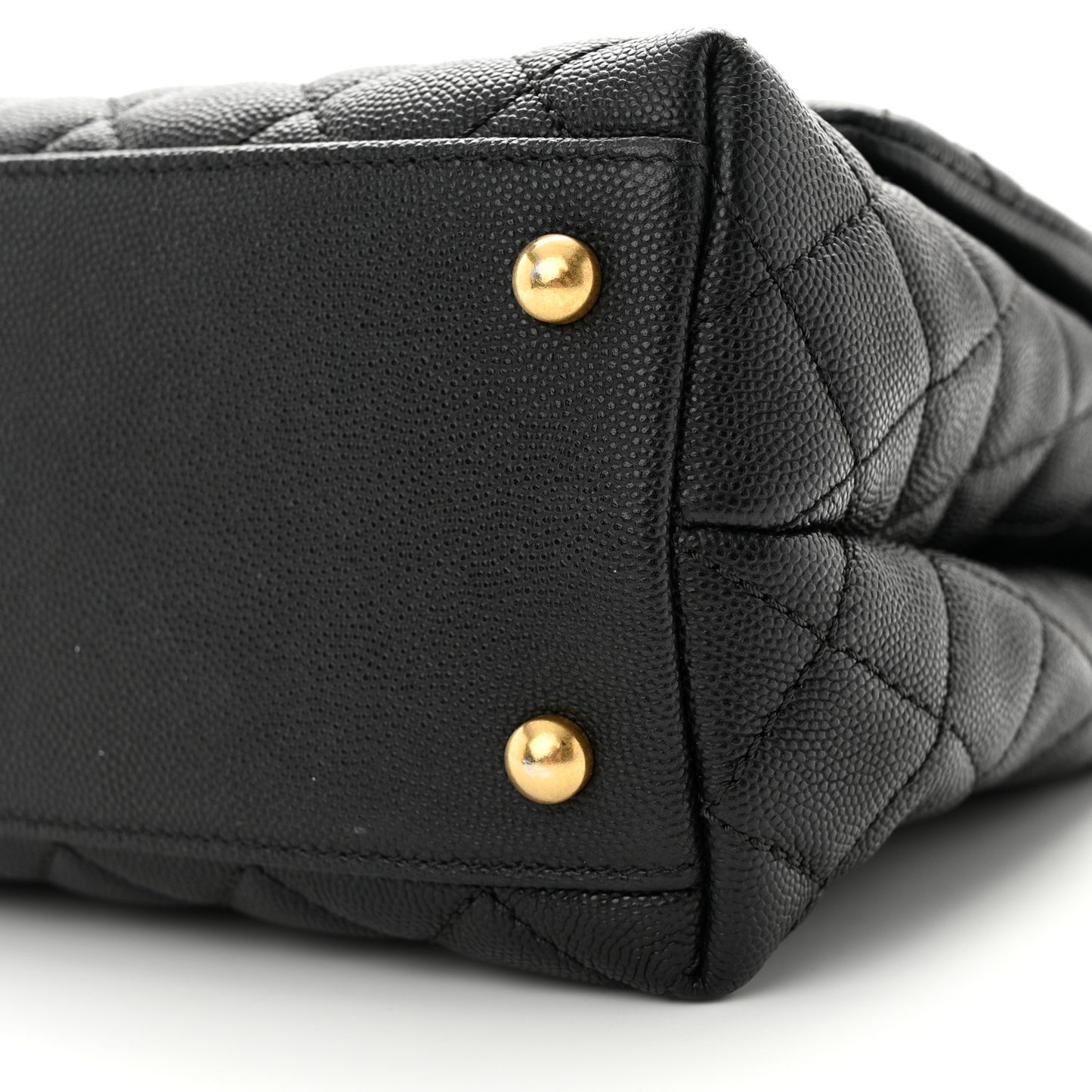 Caviar Quilted Small Coco Handle Flap Black