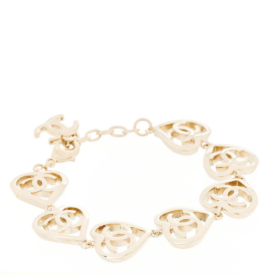 Chanel Metal CC Heart Coco In Love Bracelet Light Gold 1 of 5