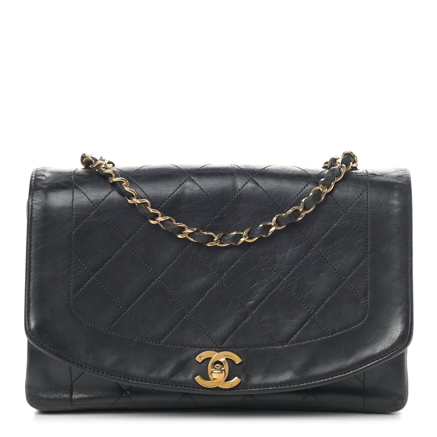 Lambskin Quilted Medium Single Flap Black