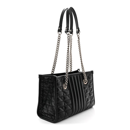 Gucci Calfskin Matelasse Aria Small GG Marmont Shoulder Tote Black 3 of 13