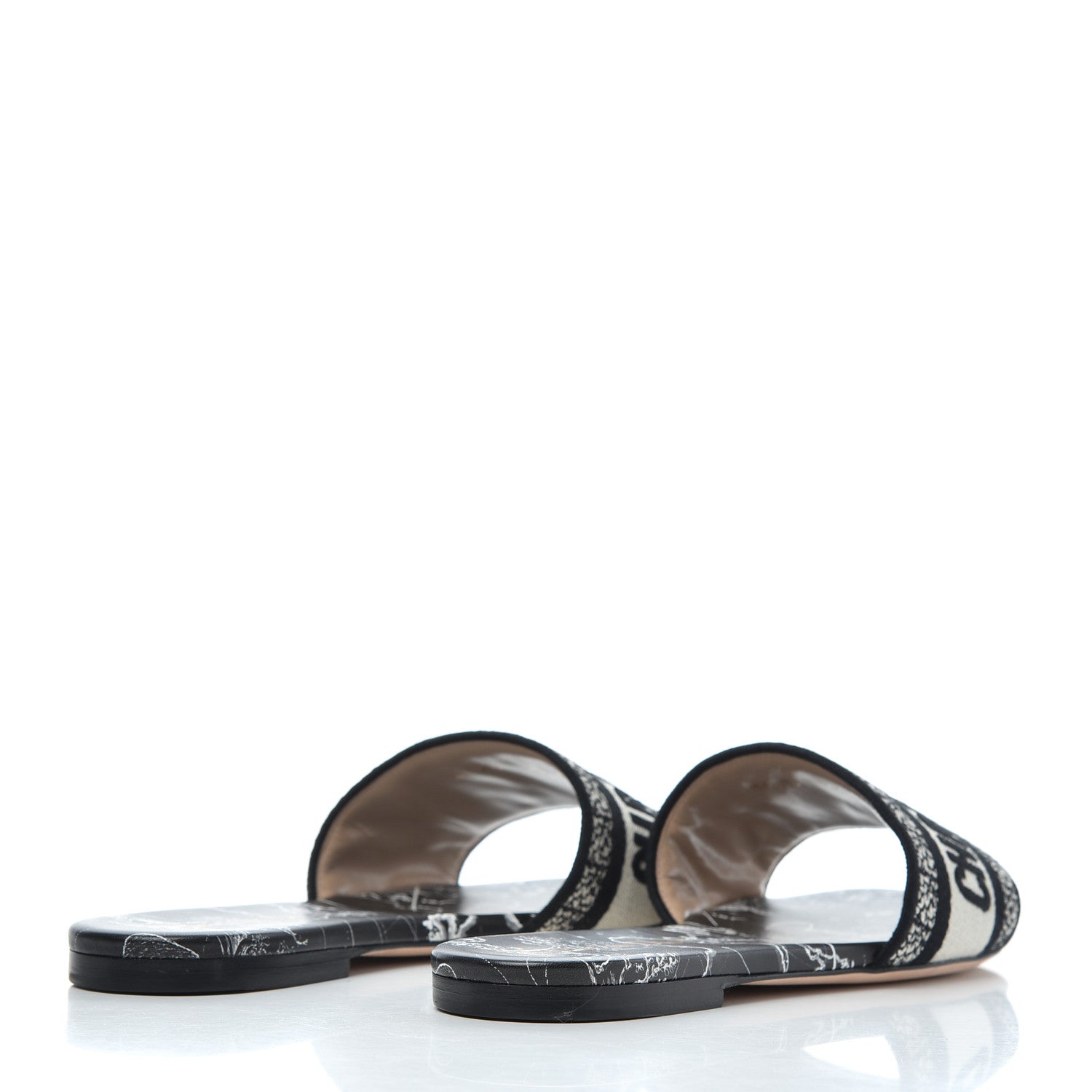 Christian Dior Canvas Around the World Embroidered Dway Flat Slide Sandals 37 Black 4 of 13