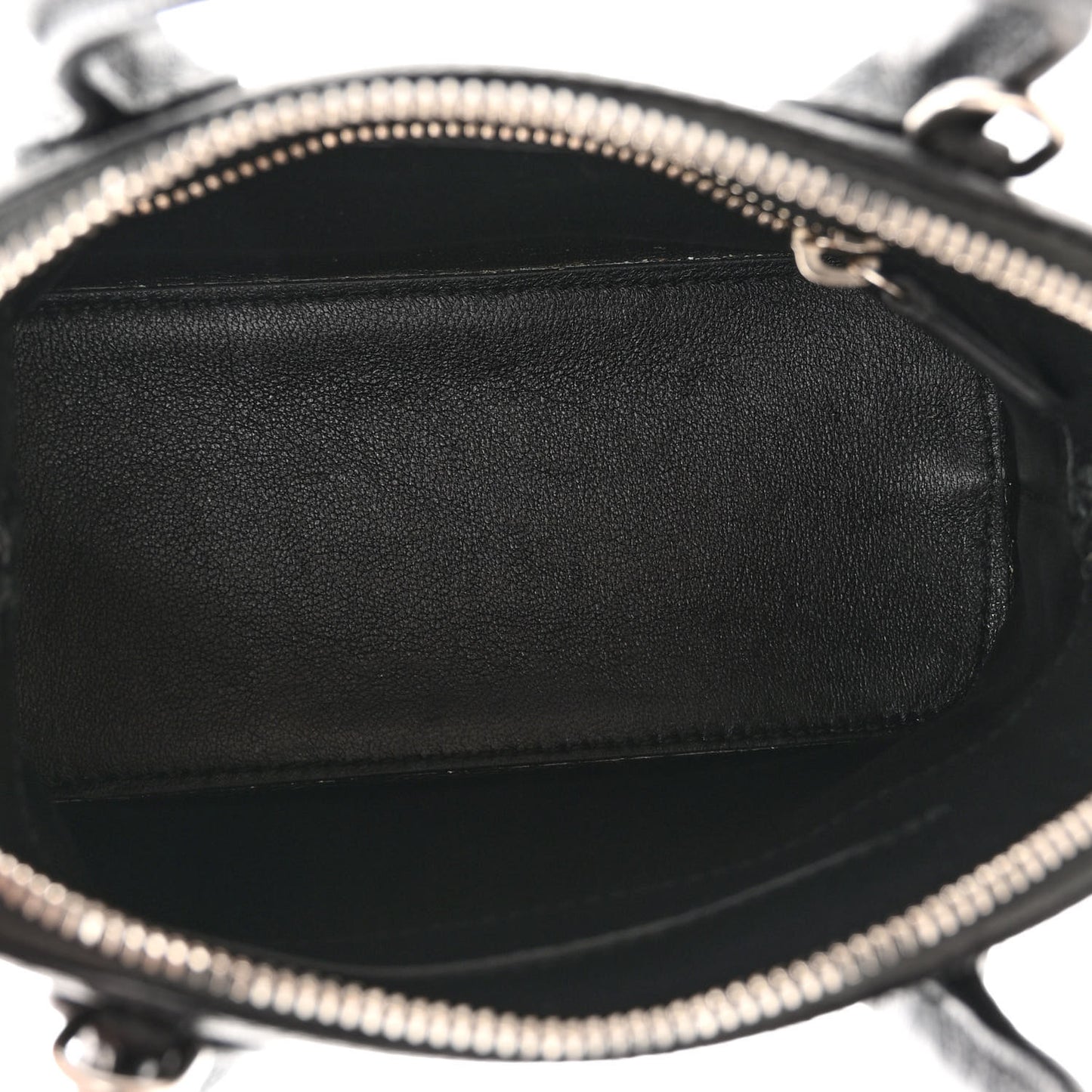 Signature Grained Calfskin Logo XXS Ville Top Handle Bag Black Rose Shocking