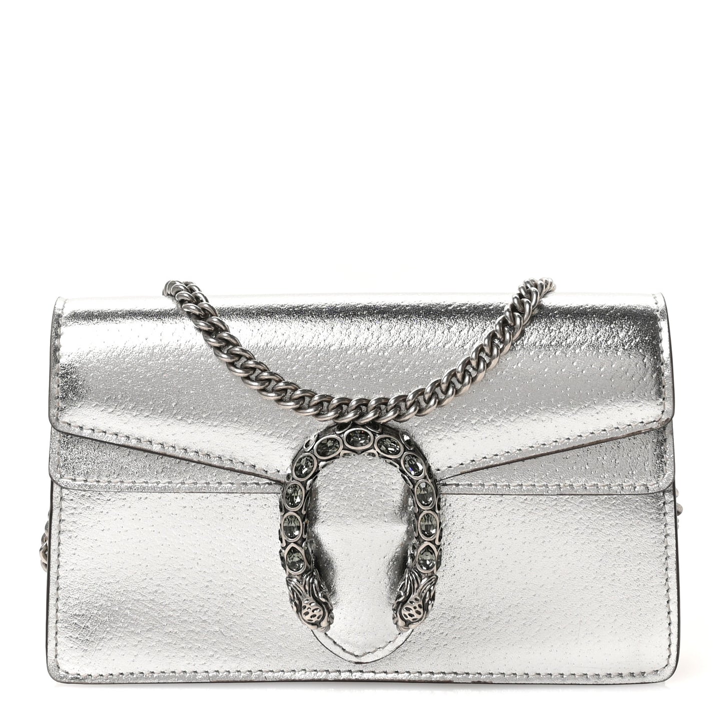 Metallic Calfskin Super Mini Dionysus Shoulder Bag Silver