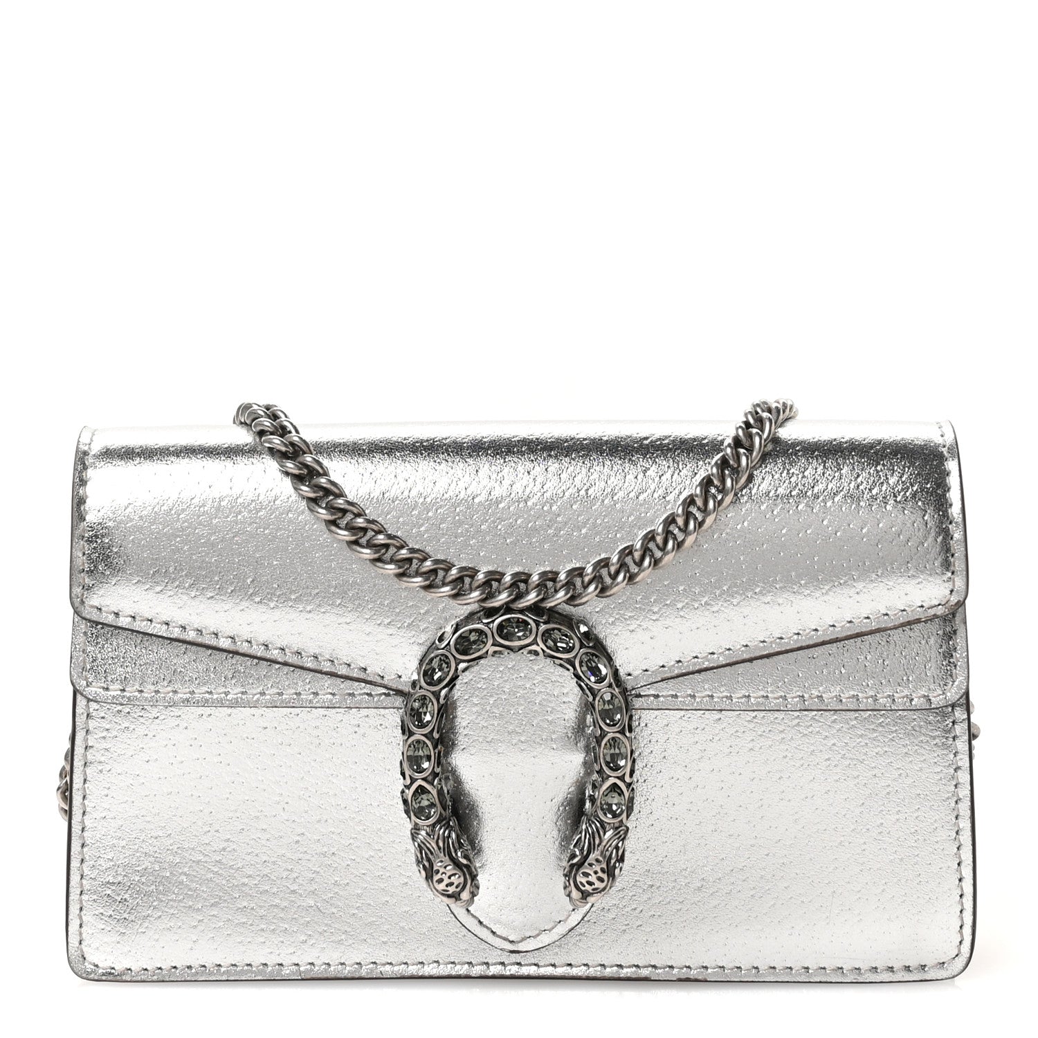 Gucci Metallic Calfskin Super Mini Dionysus Shoulder Bag Silver 1 of 11