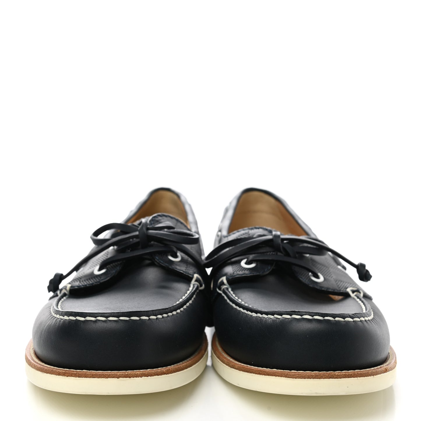 Damier Infini Mens Marina Bay Boat Shoes 9.5 Navy