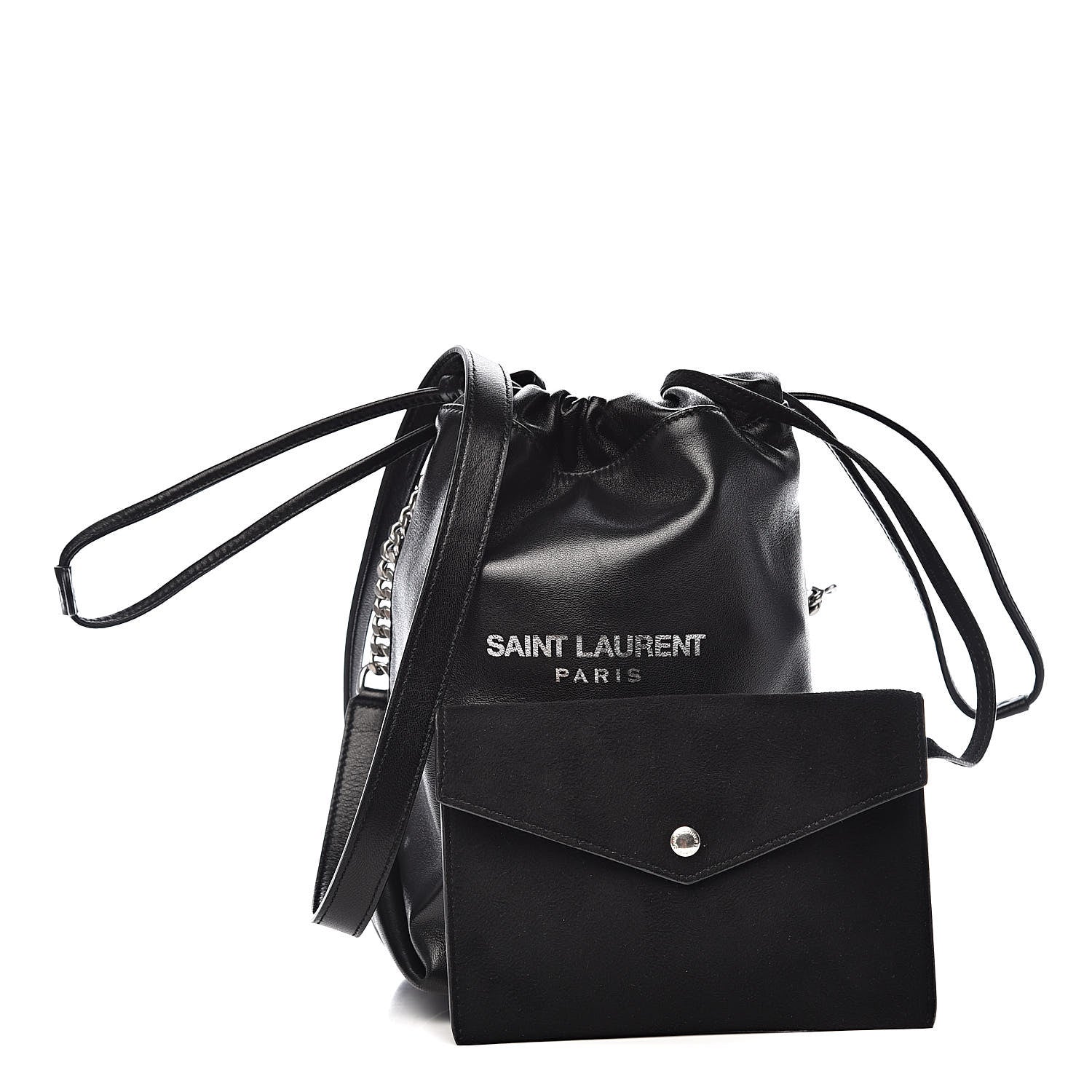 Saint Laurent Lambskin Small Teddy Bucket Bag Black 1 of 11