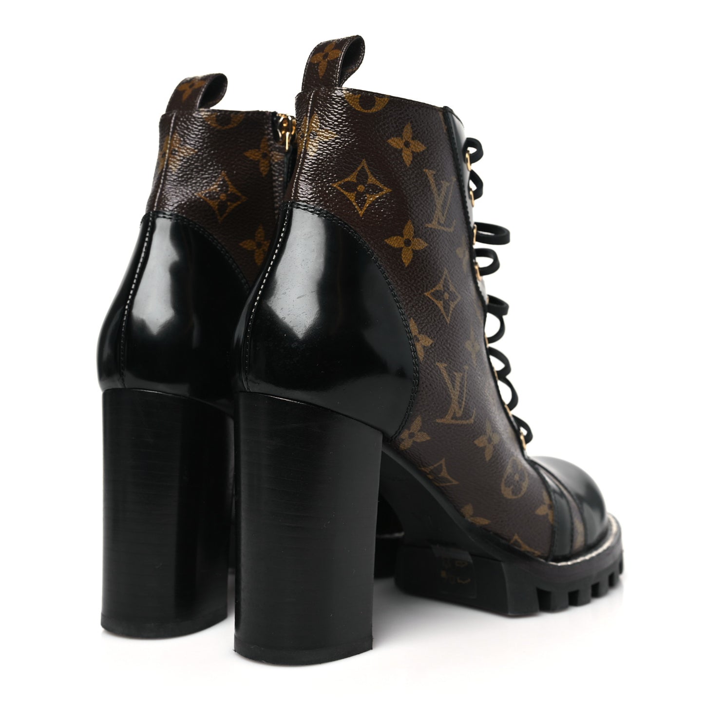 Patent Calfskin Monogram Star Trail Ankle Boots 41 Black
