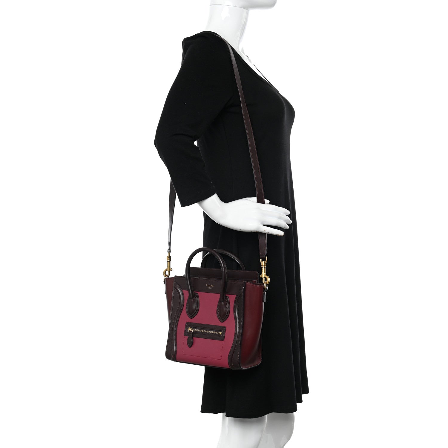 Celine Satin Calfskin Nano Tri-Color Luggage Purple Orchid 2 of 9
