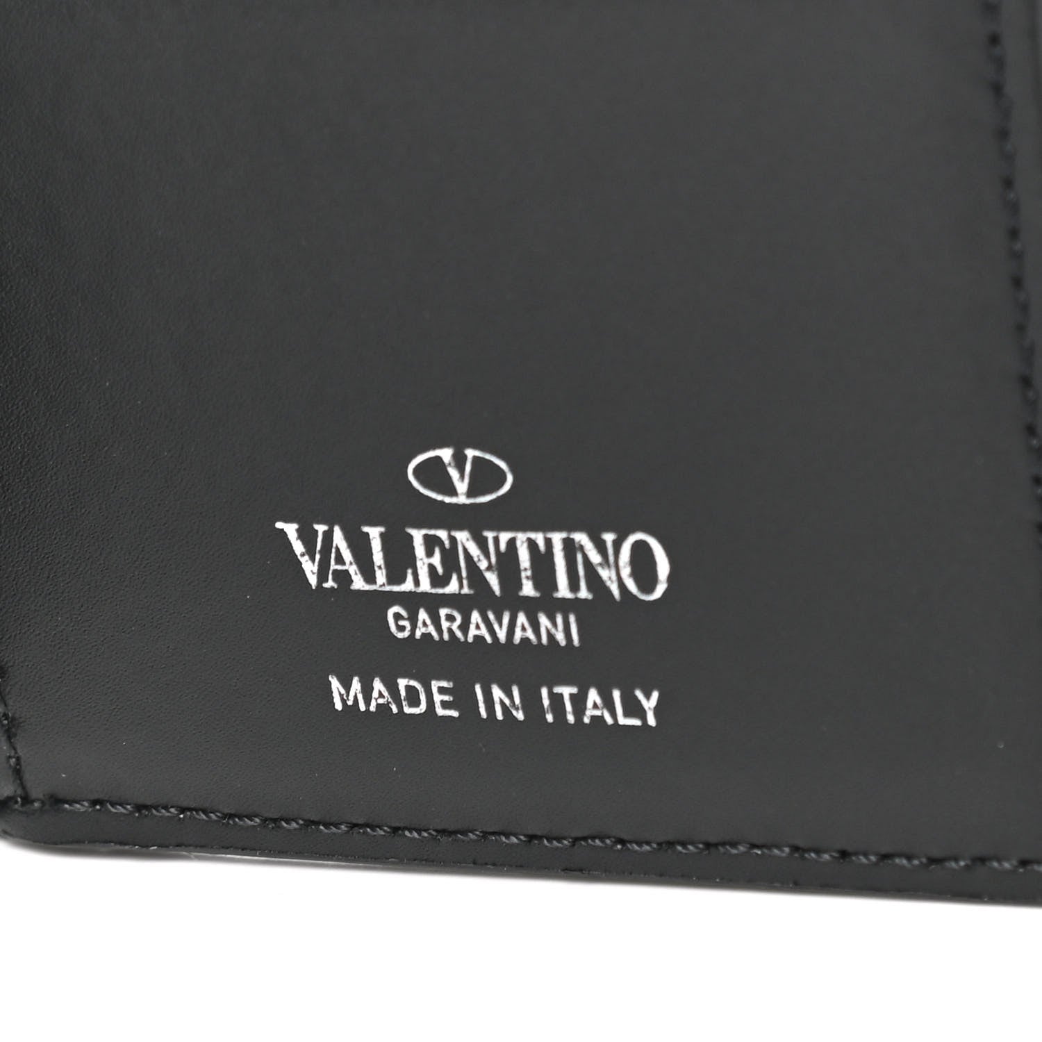 Valentino Garavani Calfskin VLTN Times Card Holder Black White 6 of 6