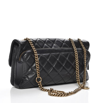 Chanel Calfskin Quilted Medium CC Crown Flap Black 3 of 7