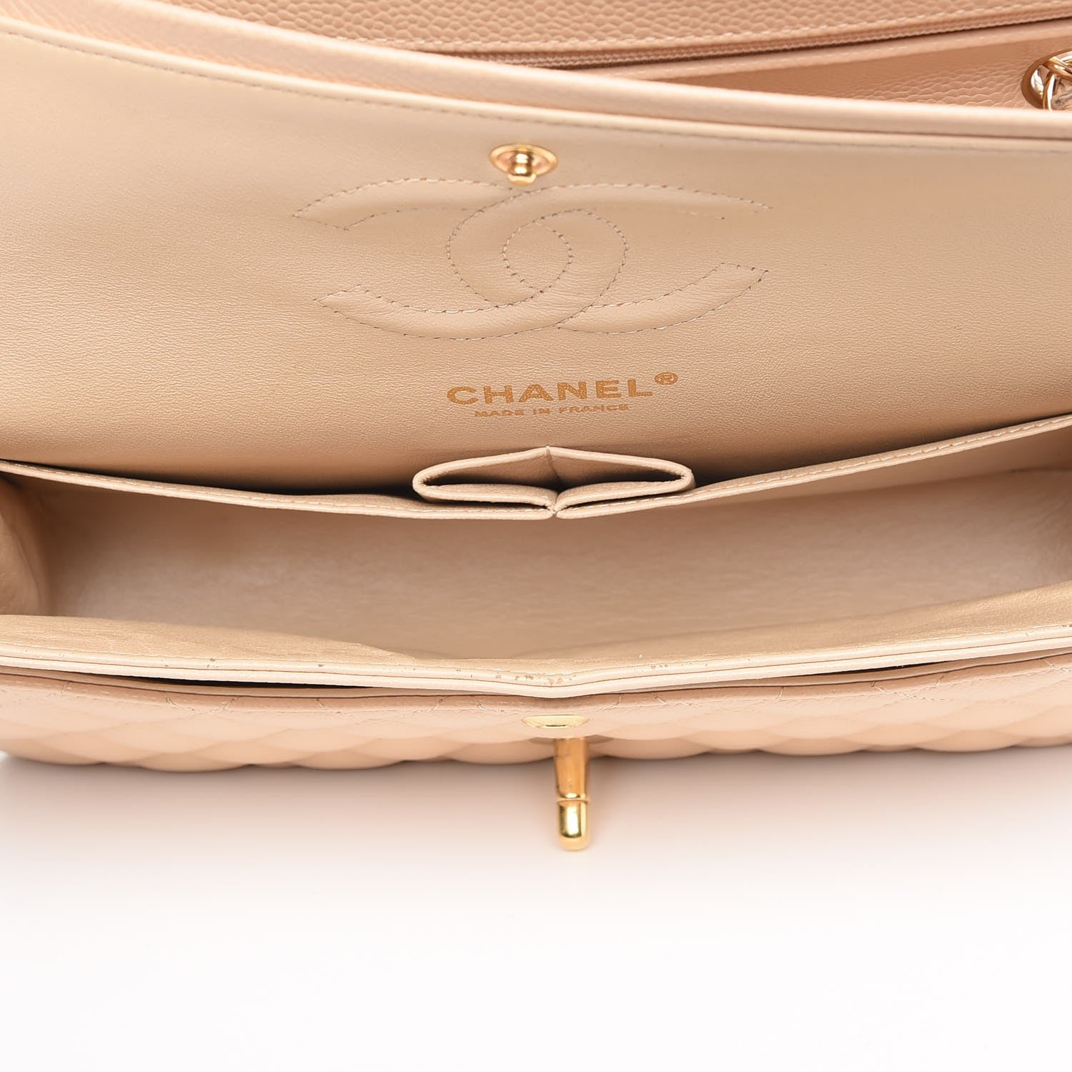 Chanel Caviar Quilted Medium Double Flap Beige Clair 7 of 9