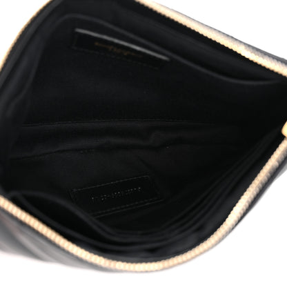 Saint Laurent Calfskin Matelasse Chevron Monogram A5 Wristlet Black 5 of 11