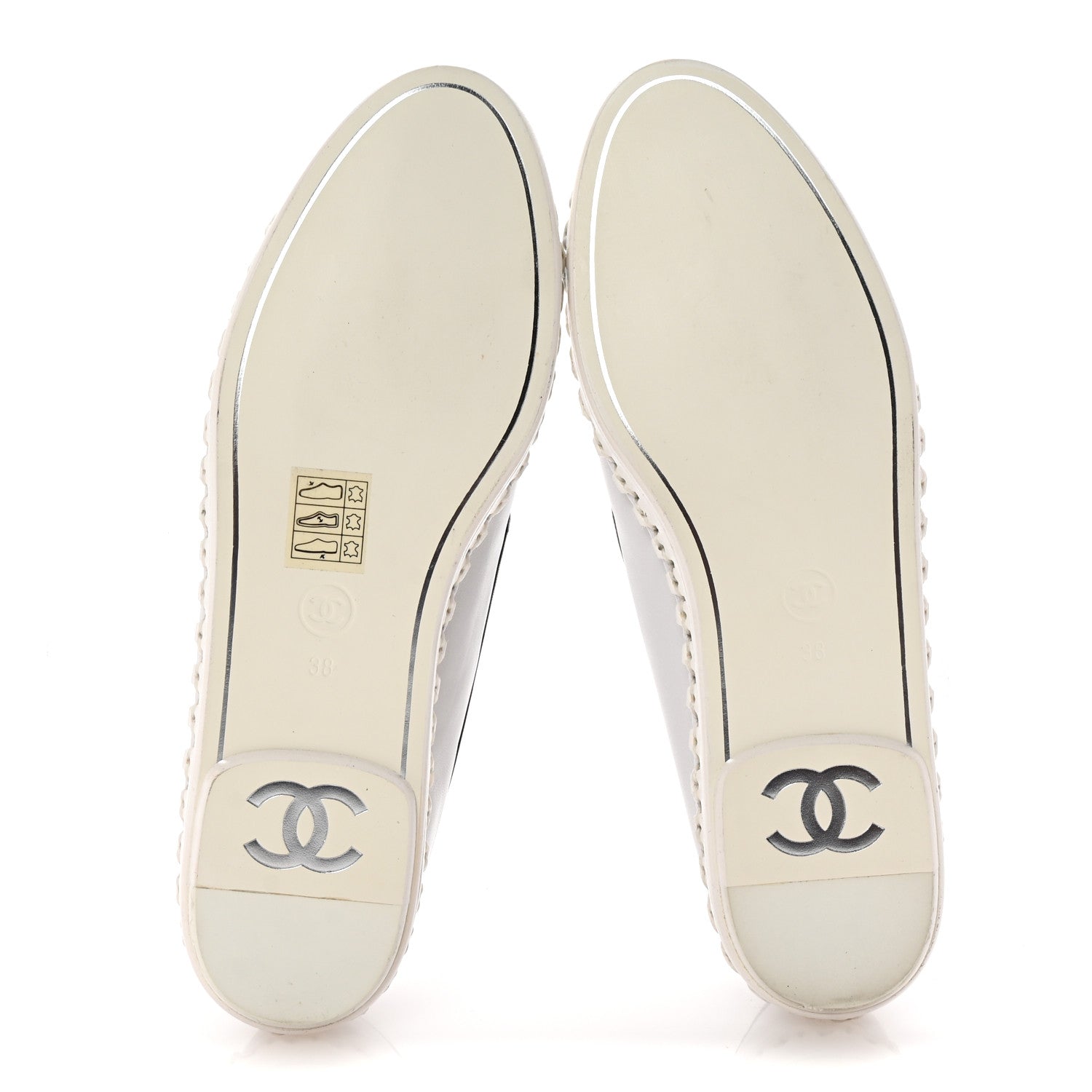 Chanel Lambskin Chain CC Mocassin Loafer Espadrilles 38 White Black 6 of 10